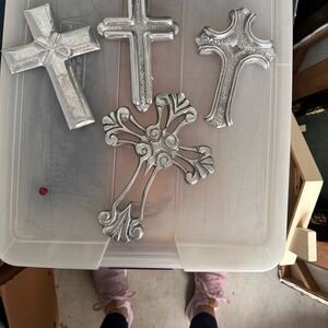 Set of Silver Cross Wall Decor